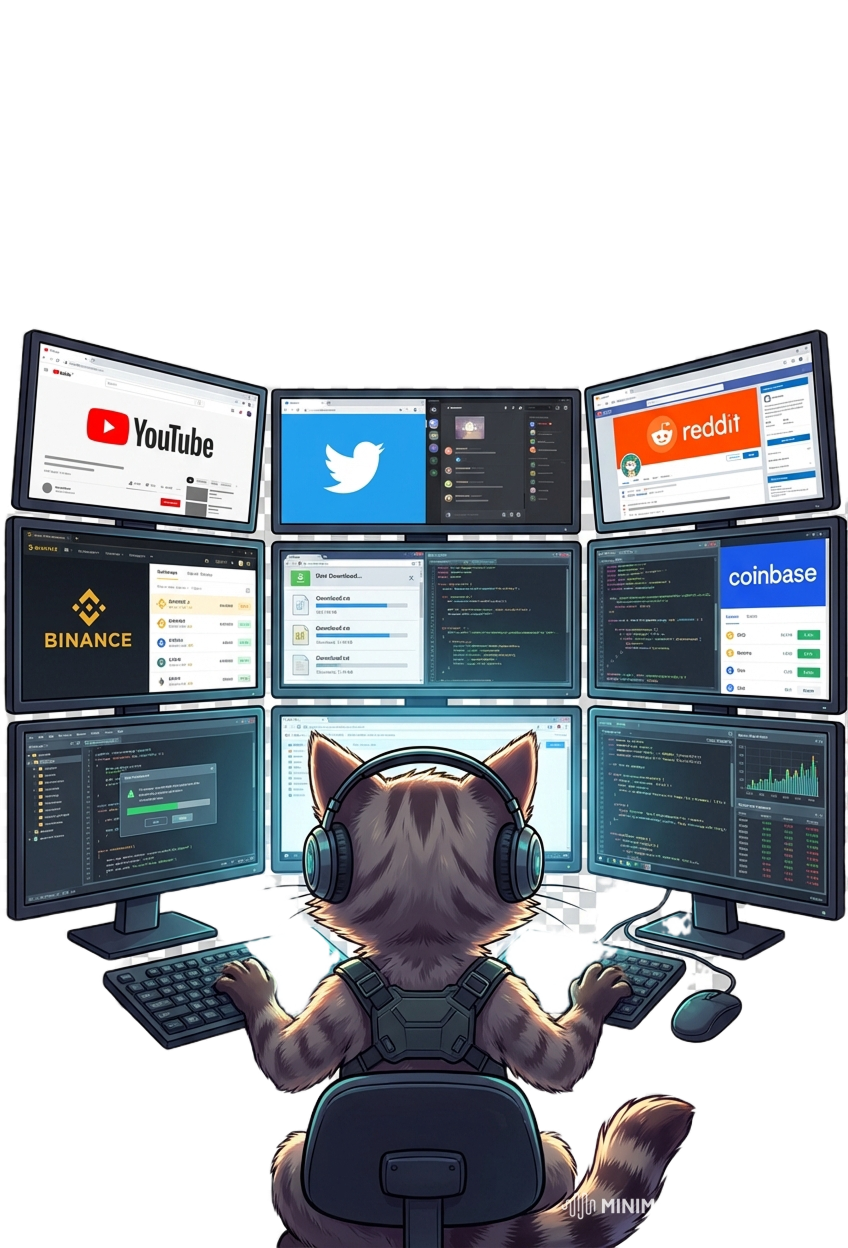 Кот за мониторами